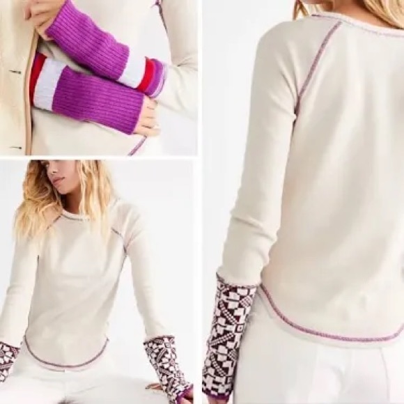 FREE PEOPLE SHE’S REVERSIBLE SWEATER CUFF THERMAL - Picture 1 of 13